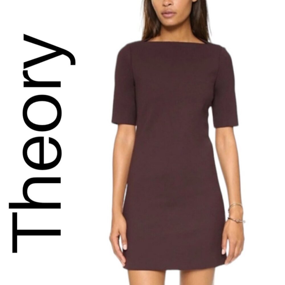 THEORY HARKIN FADED SHORT SLEEVE WOOL MINI SHEATH DRESS, SIZE 4